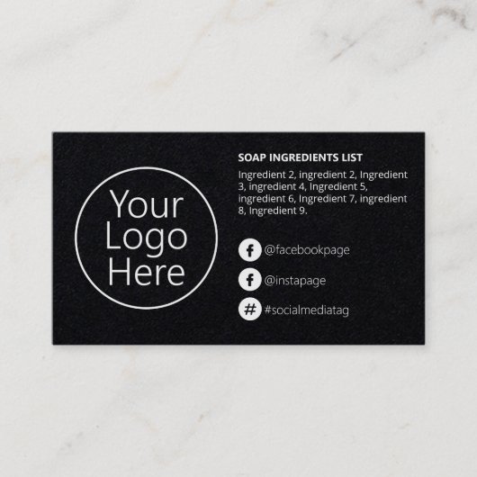 黒のお洒落原料指示ロゴ 名刺 (正面)