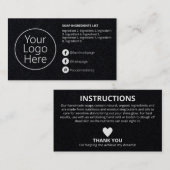 黒のお洒落原料指示ロゴ 名刺 (正面/裏面)