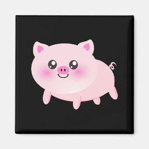 黒のかわいいピンクのブタ マグネット