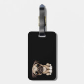 黒のかわいいベビーのパグの小犬 ラゲッジタグ (裏面縦)