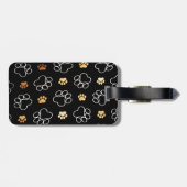 黒のかわいい犬の足のプリント、旅行荷物のラベル ラゲッジタグ (裏面横)