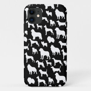 黒のかわいく及びシックな犬のシルエットのデザイン iPhone 11 ケース