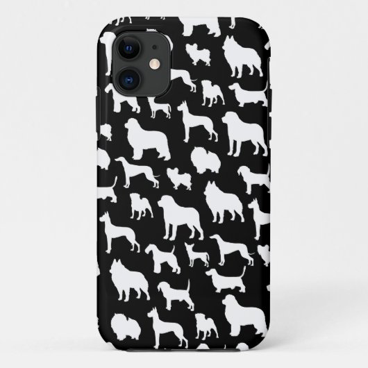 黒のかわいく及びシックな犬のシルエットのデザイン Case-Mate iPhoneケース (裏面)