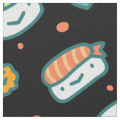 黒のかわいく幸せで継ぎ目が無い寿司パターン ファブリック (クローズアップ)