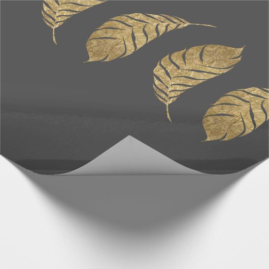 黒のかわいらしく、粋でフェイクな金ぱくのストライプ ラッピングペーパー (角)