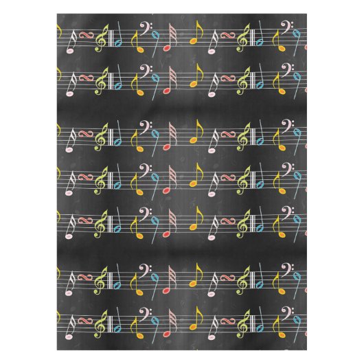 黒のすてきな音楽ノート テーブルクロス (正面)
