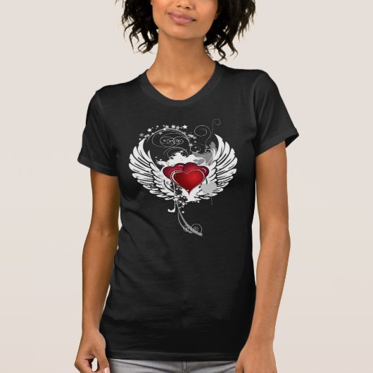黒のためのグランジなハートの翼 Tシャツ (正面)