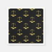 黒のはかりで測繰り返しパターンの正義の金ゴールド スタンダードカクテルナプキン (正面)