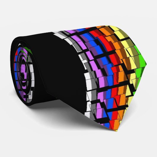 黒のはっきりしたで明るく多彩なタイルのタイ ネクタイ (ロール)