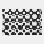 黒のはっきりしたモダン正方形 キッチンタオル (横)