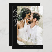 黒のはっきりした丸みを帯びた枠の写真 セーブザデート (正面/裏面)