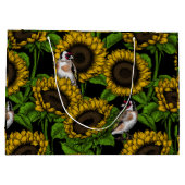 黒のひまわりと金のひまわり ラージペーパーバッグ (裏面)