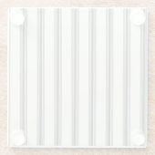 黒のアイボリー垂直ストライプパターン ガラスコースター (裏面)