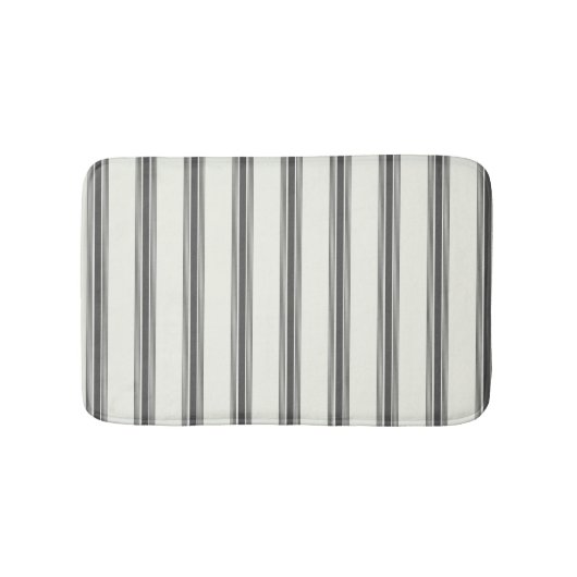 黒のアイボリー垂直ストライプパターン バスマット (正面)