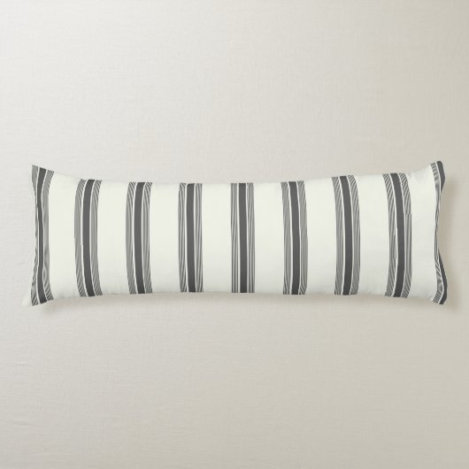 黒のアイボリー垂直ストライプパターン ボディピロー (正面)