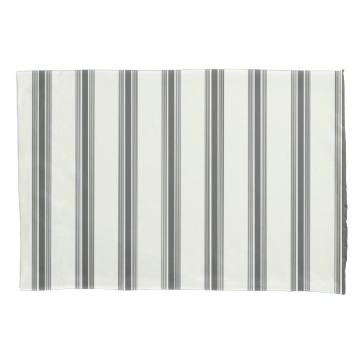 黒のアイボリー垂直ストライプパターン 枕カバー (正面)