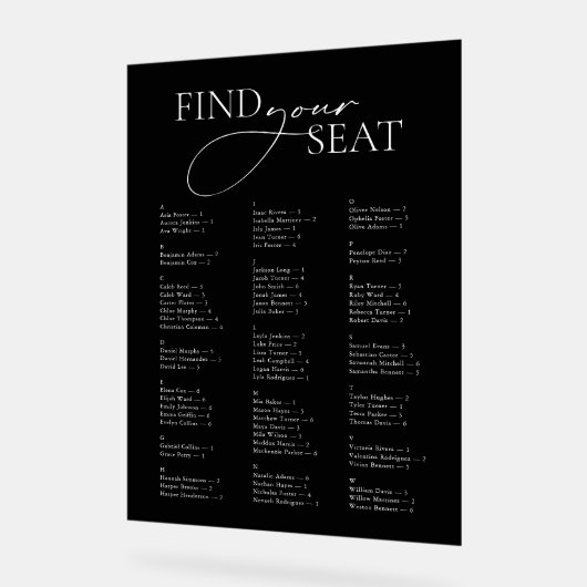 黒のアクリル結婚アルファベットの座席表 アクリルサイン (傾斜)