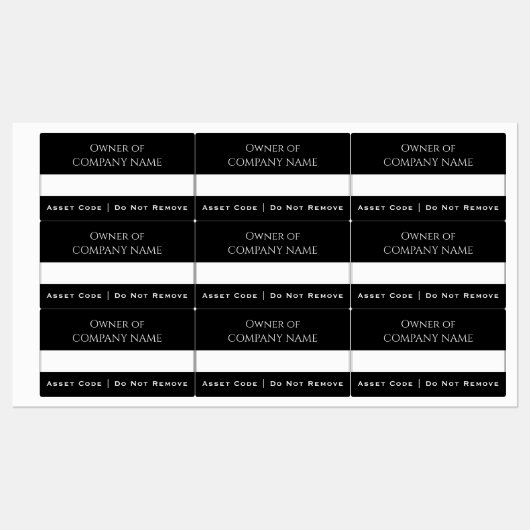 黒のアセットラベル | カスタム企業の特性 ラベル (シート)