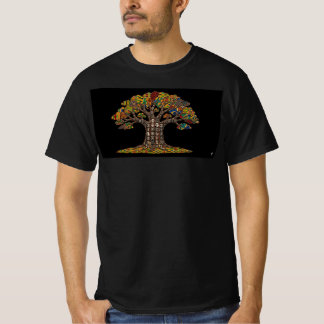 黒のアフリカの木のデザイン Tシャツ