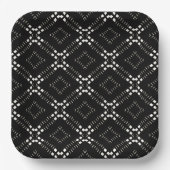 黒のアフロセントリックパターン ペーパープレート (正面)