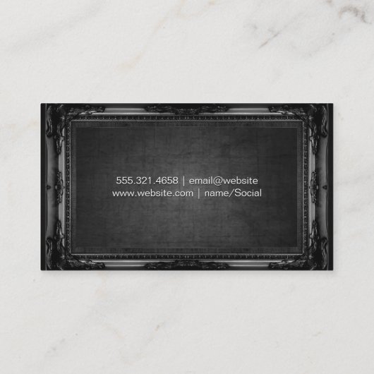 黒のアンティーク枠 |濃いテクスチャ 名刺 (裏面)
