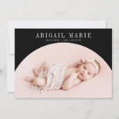 黒のアーチフレーム誕生発表カード 案内状 (正面)