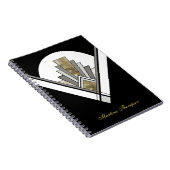 黒のアールデコジオメトパーソナライズされたリ ノートブック (右側)