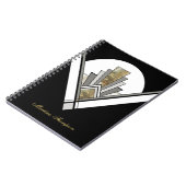 黒のアールデコジオメトパーソナライズされたリ ノートブック (左側)