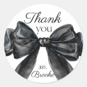 黒のウェディングシャワーのお礼 黒のウェディングシャワー ラウンドシール (正面)