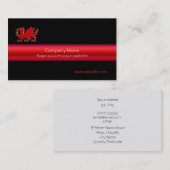 黒のウェールズの赤いドラゴン、および金属一見のストリップ 名刺 (正面/裏面)