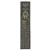 黒のエジプトのヒエログリフそして神の金ゴールド ショートテーブルランナー (正面)