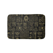 黒のエジプトのヒエログリフそして神の金ゴールド バスマット (正面)