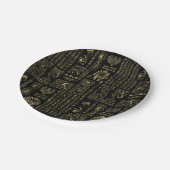 黒のエジプトのヒエログリフそして神の金ゴールド ペーパープレート (アングル)