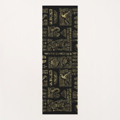 黒のエジプトのヒエログリフそして神の金ゴールド ヨガマット (正面)