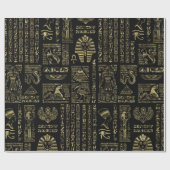 黒のエジプトのヒエログリフそして神の金ゴールド ラッピングペーパー (フラット)