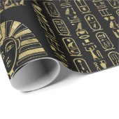 黒のエジプトのヒエログリフそして神の金ゴールド ラッピングペーパー (ロールコーナー)
