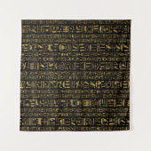 黒のエジプトのヒエログリフのヴィンテージの金ゴールド タペストリー (正面(横))
