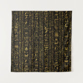 黒のエジプトのヒエログリフのヴィンテージの金ゴールド タペストリー (正面)