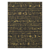 黒のエジプトのヒエログリフのヴィンテージの金ゴールド テーブルクロス (正面)