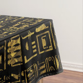 黒のエジプトのヒエログリフのヴィンテージの金ゴールド テーブルクロス (インサイチュ)