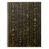 黒のエジプトのヒエログリフのヴィンテージの金ゴールド ノートブック (正面)