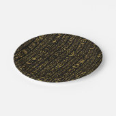 黒のエジプトのヒエログリフのヴィンテージの金ゴールド ペーパープレート (アングル)