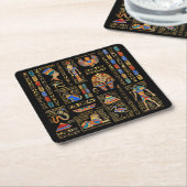 黒のエジプトの絵文字と神 スクエアペーパーコースター (アングル)