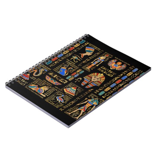 黒のエジプトの絵文字と神 ノートブック (左側)