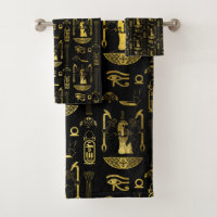 黒のエジプトの装飾的なパターン金ゴールド
