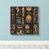 黒のエジプトの象形文字と神 キャンバスプリント (インサイチュ (ウッドフロア))