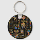 黒のエジプトの象形文字と神 キーホルダー (正面)