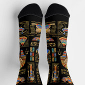 黒のエジプトの象形文字と神 ソックス (上部)