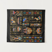 黒のエジプトの象形文字と神 タペストリー (正面(横))