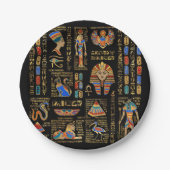黒のエジプトの象形文字と神 ペーパープレート (正面)